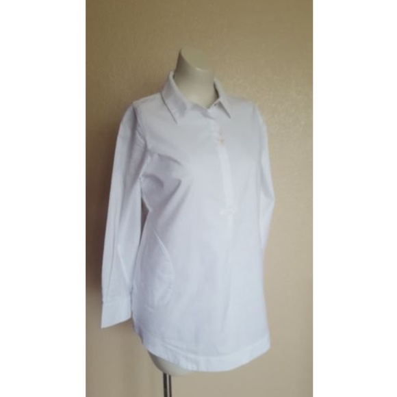 Soft Surroundings T Essential Button Down Shirt Top White PL New - Picture 1 of 8